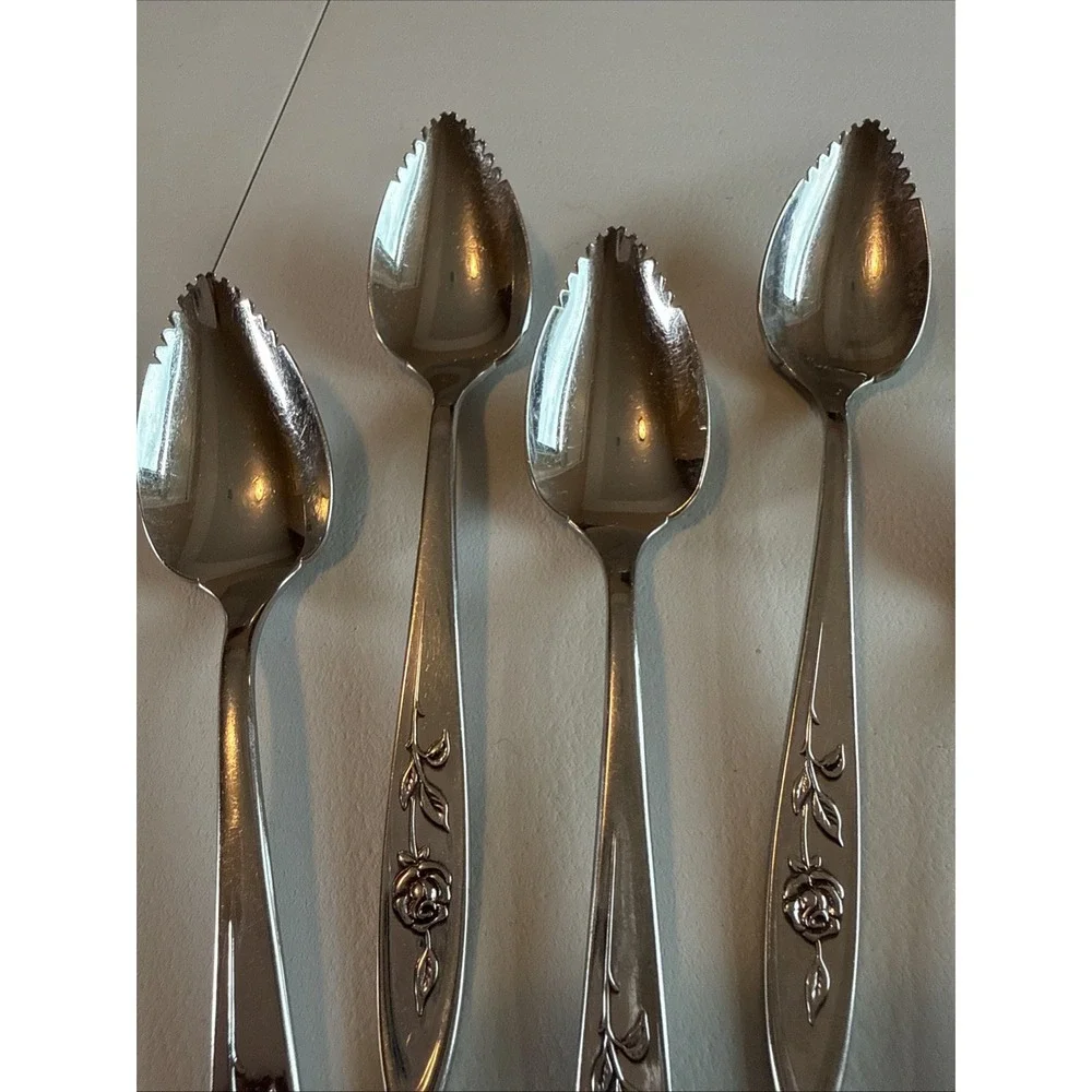 Vintage Oneida Community Stainless MY ROSE Set of 9 Grapefruit Spoons 6